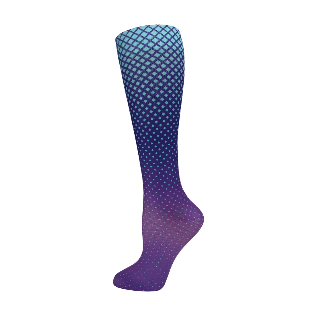 12" Comfort Fit Knee-High Compression Socks Dot Matrix Aqua & Purple - okotoks hc pharmacy