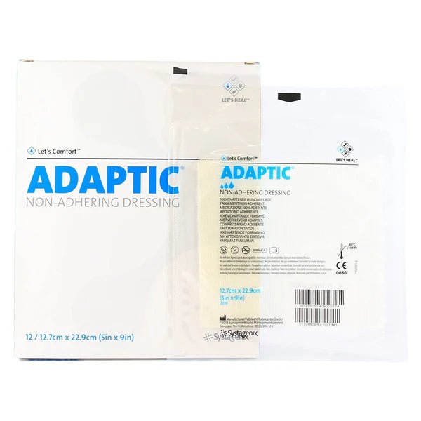 Box of Adaptic non-adhering dressing with branding and product details. - okotoks hc pharmacy