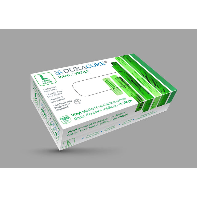 DURACORE VINYL EXAM GLOVES LARGE 100