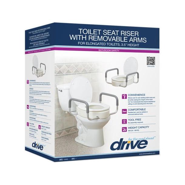 DRIVE PREMUIM RAISED TOILET SEAT W/ARM REST - #shop_name