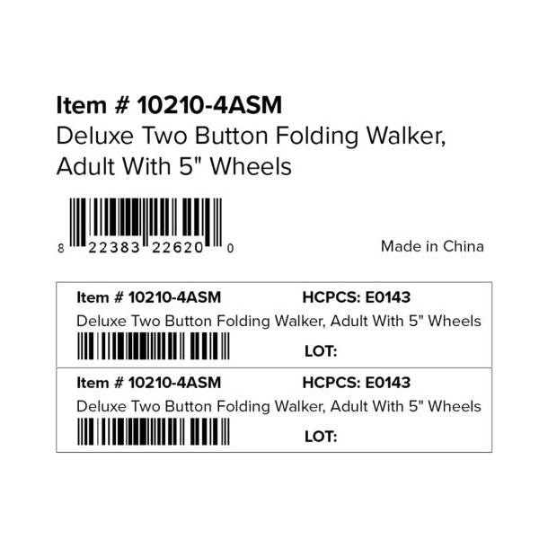 DRIVE DELUXE FOLDING WALKER 2 BUTTON W/5" WHEELS - #shop_name