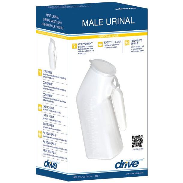 DRIVE MALE URINAL WITH LID DISPOSABLE CLEAR - #shop_name