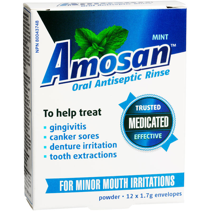 Amosan Mint Oral Antiseptic Rinse Powder - okotoks hc pharmacy