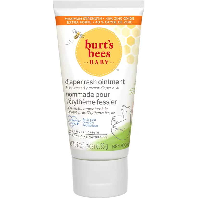 Burt's Bees Baby diaper rash ointment tube on a white background - okotoks hc pharmacy