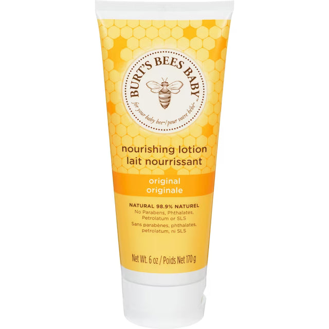 Burt's Bees Baby Nourishing Lotion tube with honeycomb design on a white background - okotoks hc pharmacy