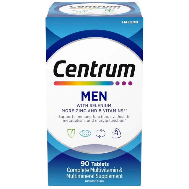 Centrum Men's multivitamin supplement box on a white background - okotoks hc pharmacy