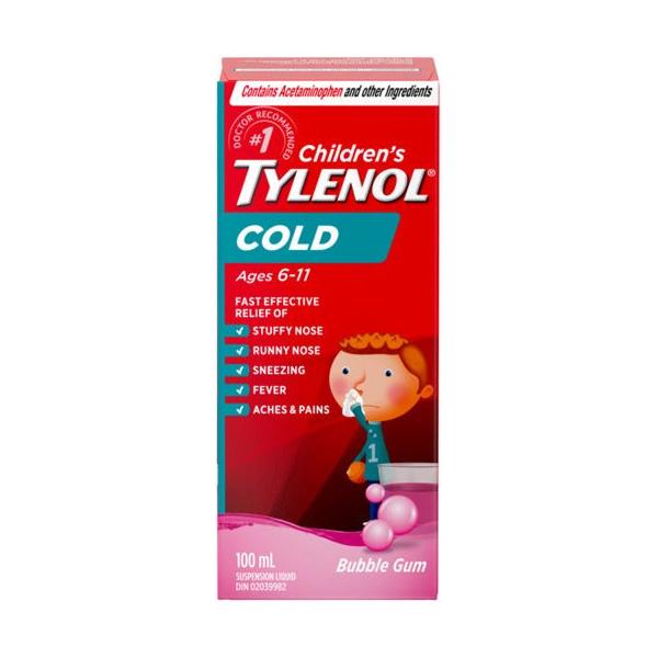 CHILDREN'S TYLENOL COLD BUBBLE GUM 100ML 6 - 11YRS - #shop_name