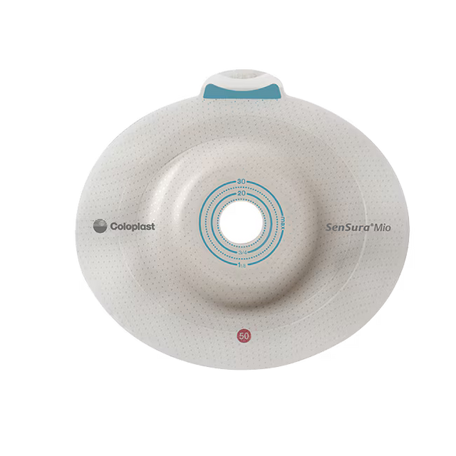 Colostomy bag with 'Coloplast' and 'SenSura Mia' branding on a white background - okotoks hc pharmacy