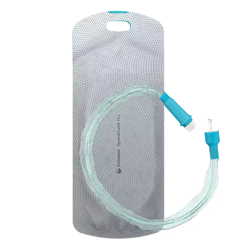 Clear plastic tube with blue handle on a white background - okotoks hc pharmacy