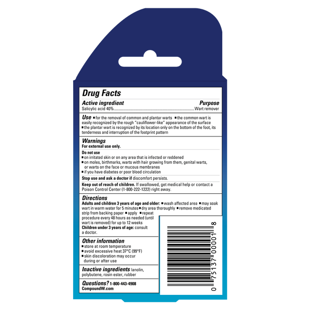 Drug facts label on a blue backing with text and a barcode. - okotoks hc pharmacy
