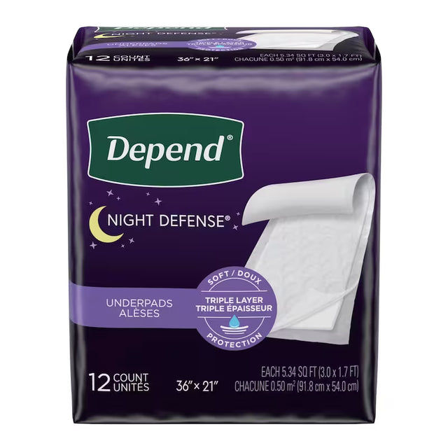 Depend Night Defense Disposable Underpads - 12 Pack - okotoks hc pharmacy