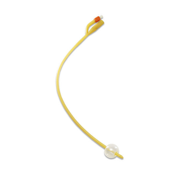 Yellow catheter with a clear balloon on a white background - okotoks hc pharmacy