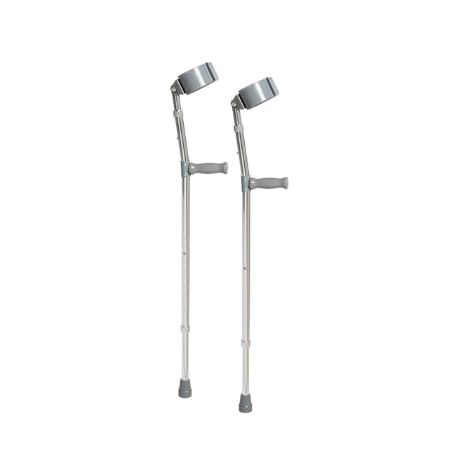 Pair of silver crutches on a white background - okotoks hc pharmacy