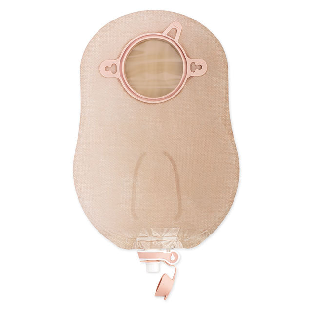 Beige urostomy pouch with a central circular opening on a white background - okotoks hc pharmacy