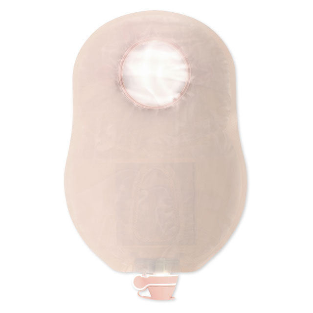 A translucent beige adhesive pouch with a circular opening at the top and a small pink connector at the bottom, shown on a plain white background. - okotoks hc pharmacy