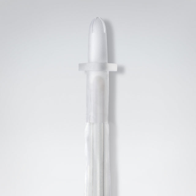 White catheter tip on a light gray background - okotoks hc pharmacy