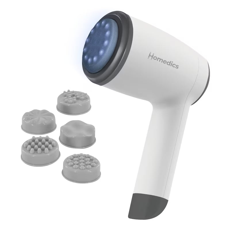 White and gray Homedics massage device with attachments on a white background - okotoks hc pharmacy