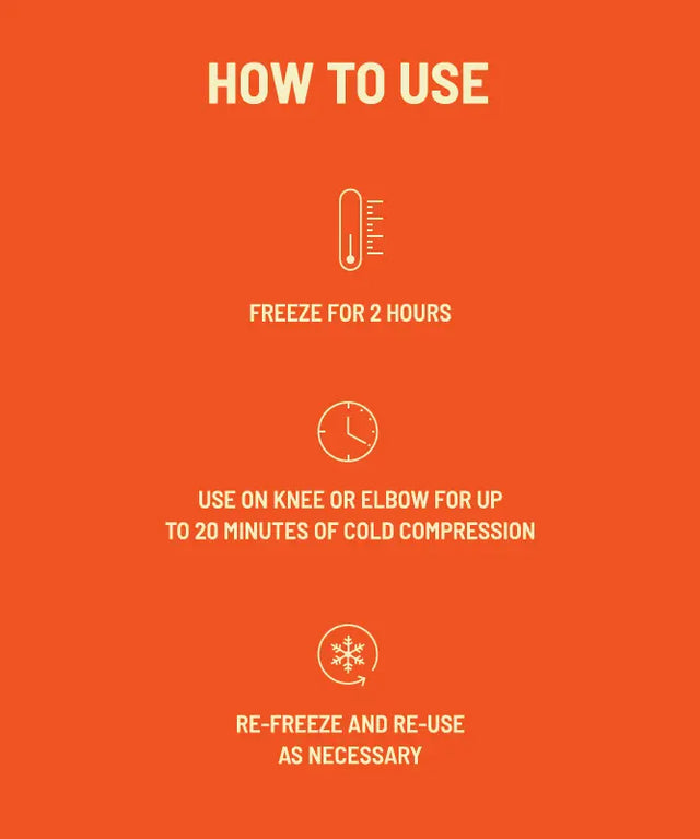 Instructions for using a cold compression product on an orange background - okotoks hc pharmacy