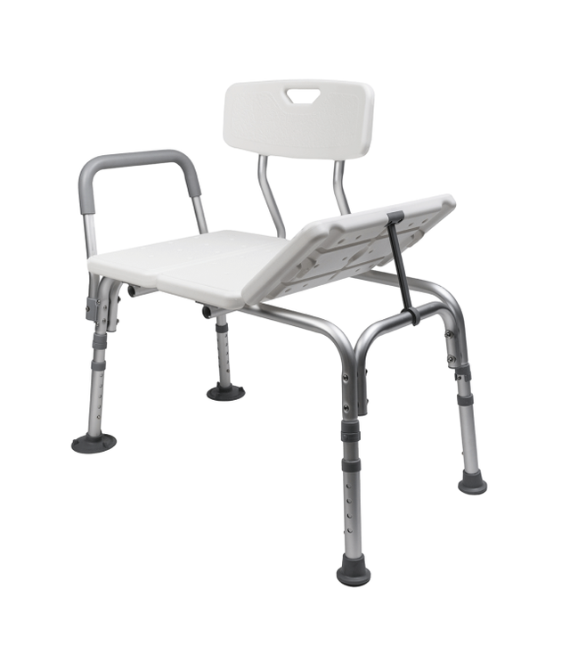 Medical shower chair with adjustable legs on a white background - okotoks hc pharmacy