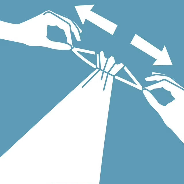 Illustration of hands tying a knot with arrows pointing towards it on a blue and white background - okotoks hc pharmacy