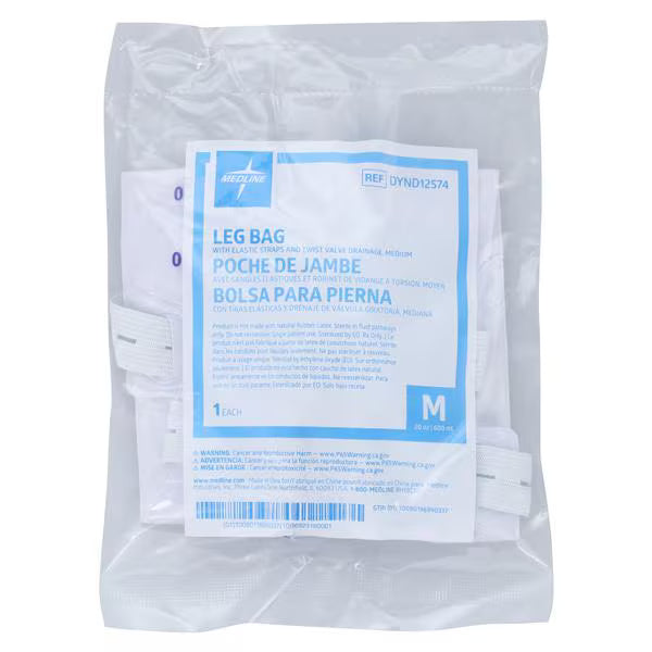 Packaged leg bag with a label on a white background - okotoks hc pharmacy