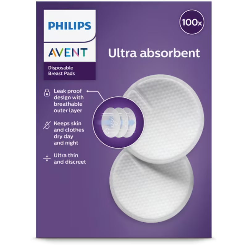 Packaging of Philips Avent disposable breast pads with purple background - okotoks hc pharmacy
