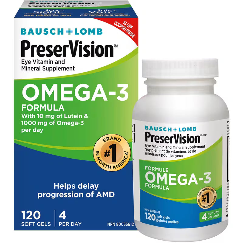 PreserVision Omega-3 Formula Eye Vitamins and Supplements - 120 Softgel - okotoks hc pharmacy