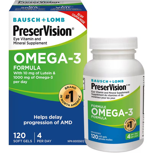 PreserVision Omega-3 Formula Eye Vitamins and Supplements - 120 Softgel - okotoks hc pharmacy
