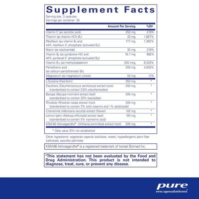 Supplement facts label for pure encapsulations on a white background - Okotoks HC Pharmacy