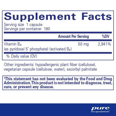 Supplement facts label for a product by pure encapsulations - Okotoks HC Pharmacy