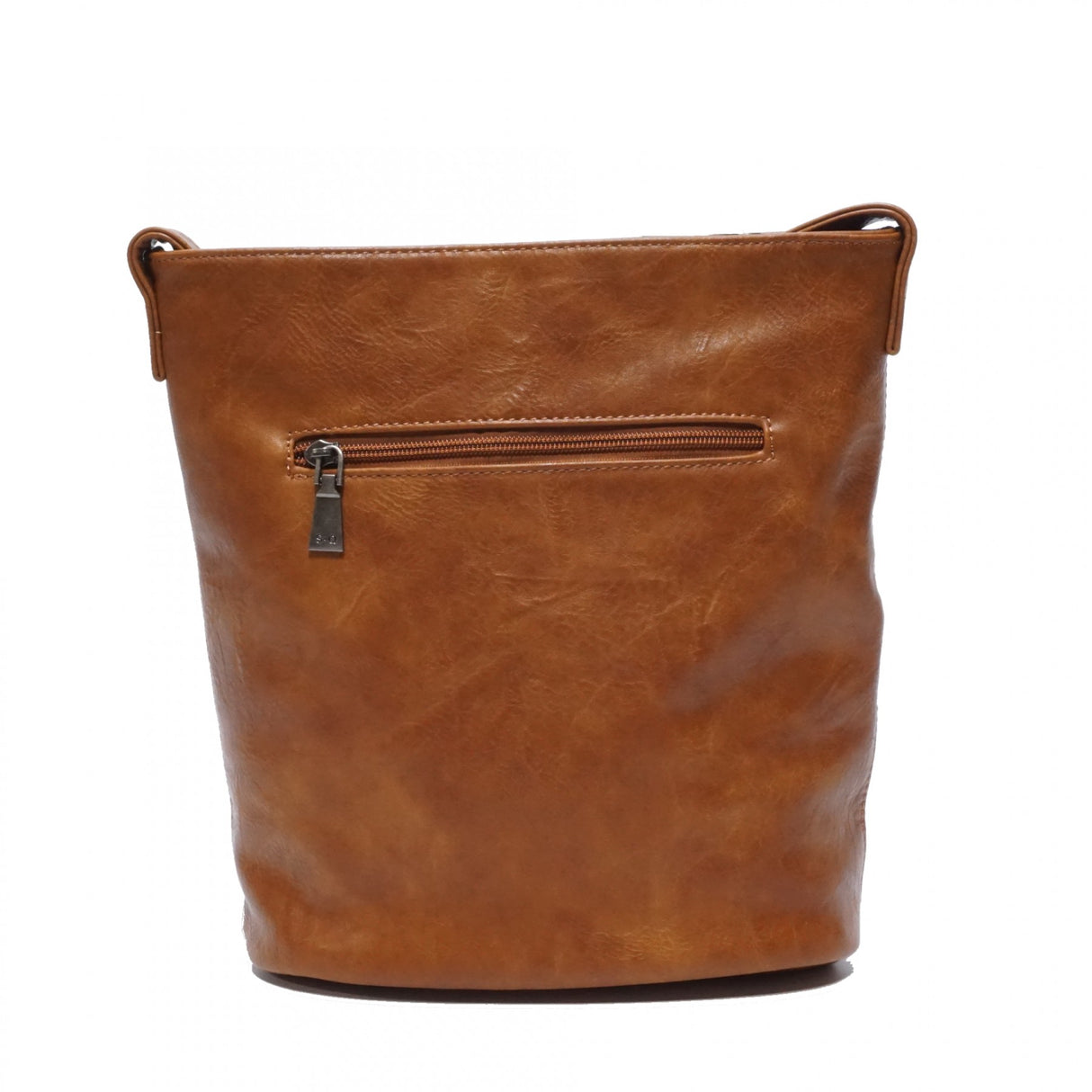 Brown leather bag with a zipper on a white background - okotoks hc pharmacy