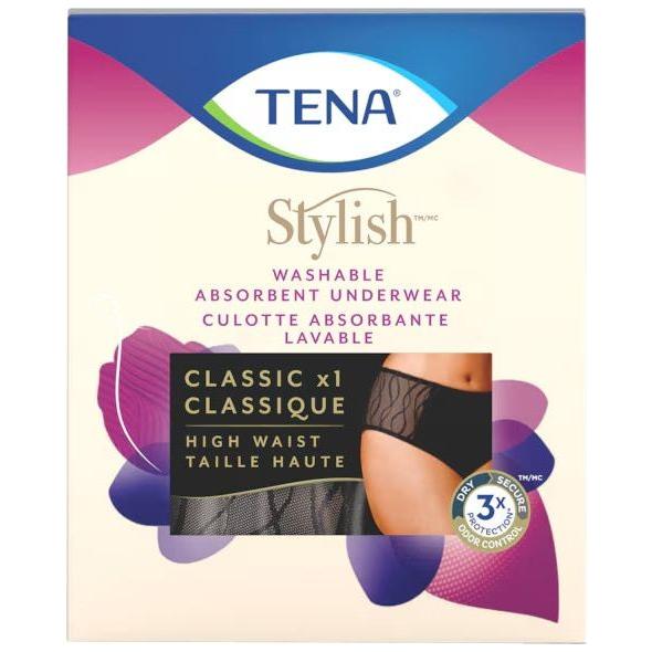 TENA STYLISH UNDERWEAR BLACK LARGE 16PK - #shop_name