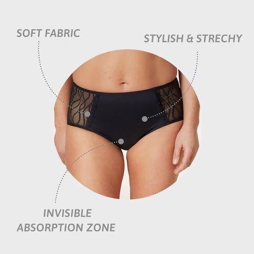 TENA STYLISH UNDERWEAR BLACK LARGE 16PK - #shop_name