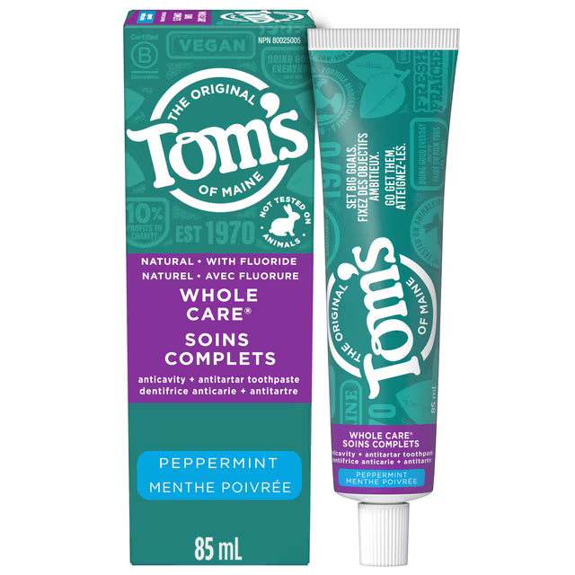 Tom's of Maine Whole Care Peppermint Natural Fluoride Toothpaste - okotoks hc pharmacy