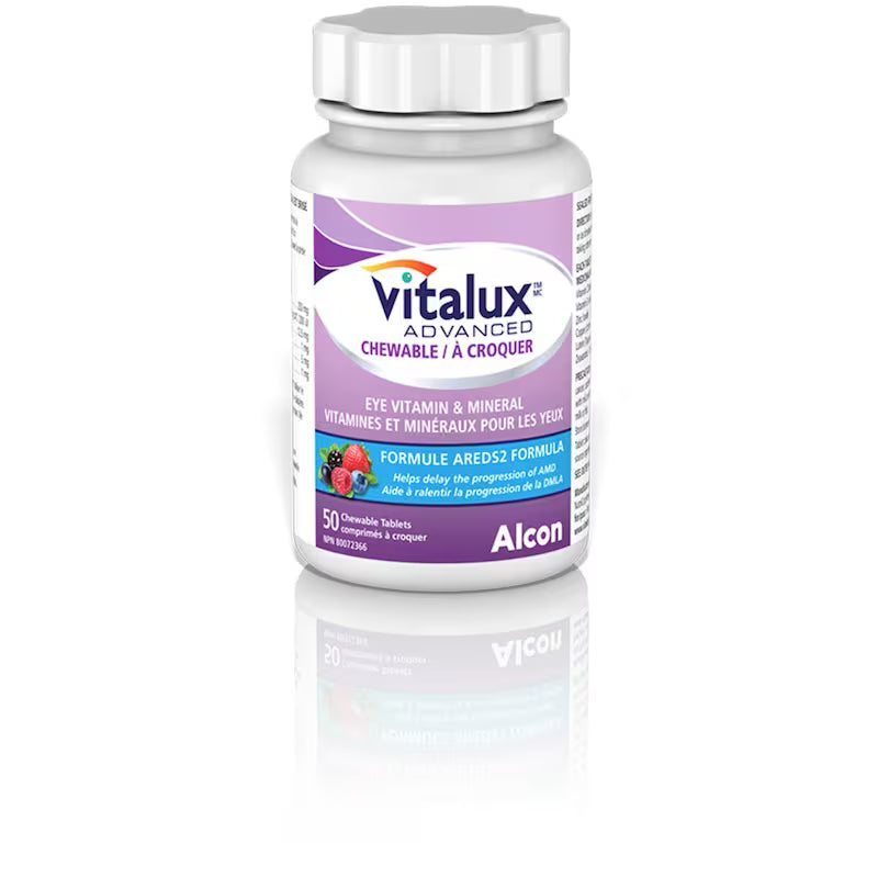 Vitalux Advanced chewable vitamins bottle on a white background - okotoks hc pharmacy