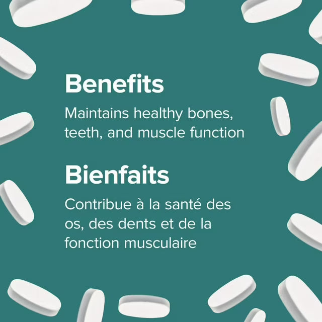 White pills on a teal background with text about health benefits. - okotoks hc pharmacy
