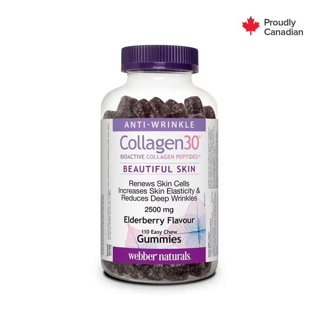 Webber Naturals Collagen30 Anti-Wrinkle Elderberry Flavour - 110 Gummies - okotoks hc pharmacy