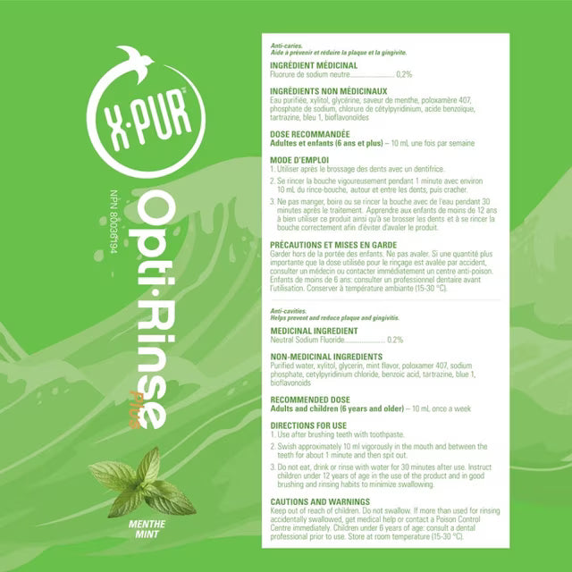 X-PUR Opti-Rinse Plus Mouthwash Mint Flavour - okotoks hc pharmacy