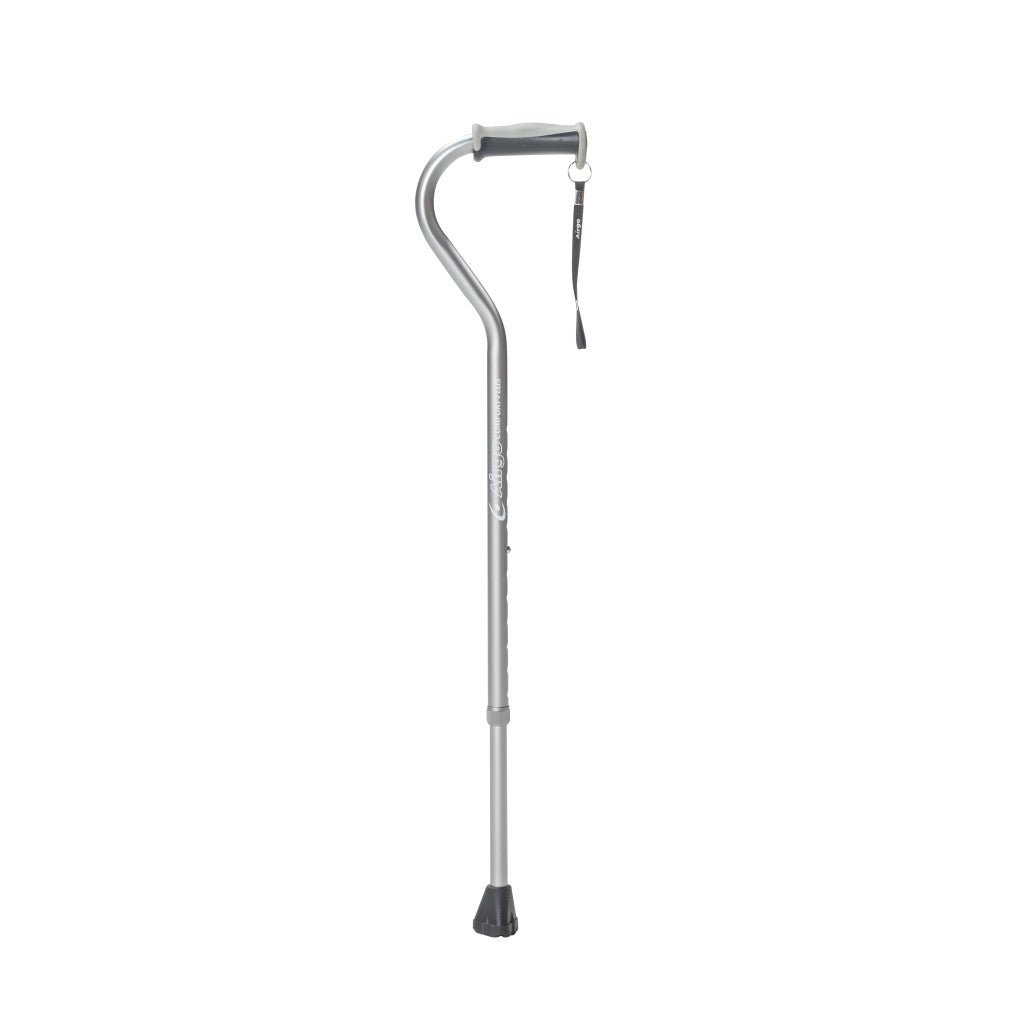Silver walking cane on a white background - okotoks hc pharmacy