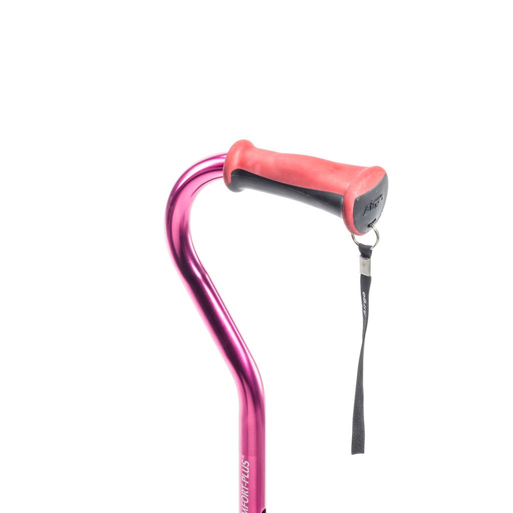 Pink and black cane with a white background - okotoks hc pharmacy