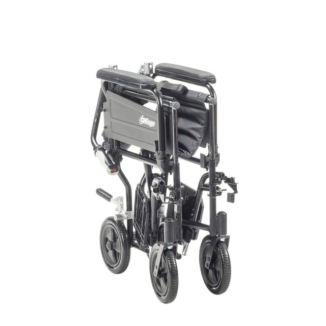 Black folded wheelchair on a white background - okotoks hc pharmacy