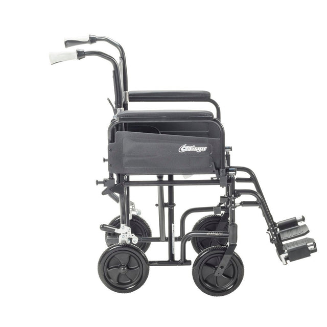 Black wheelchair with armrests and footrests on a white background - okotoks hc pharmacy