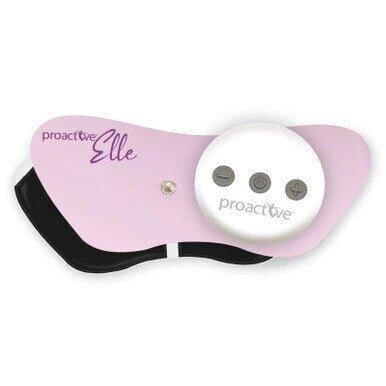 Pink and white device with 'proactive Elle' branding on a white background - okotoks hc pharmacy