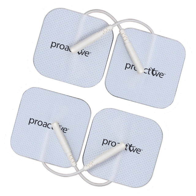 Four electro stimulation pads with 'proactive' branding on a white background - okotoks hc pharmacy
