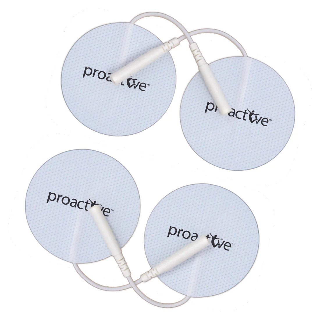 Four white electrode pads with 'proactive' branding on a white background - okotoks hc pharmacy
