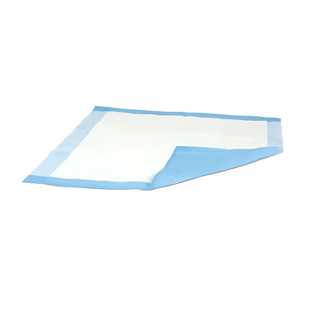 White absorbent pad with blue border on a white background - okotoks hc pharmacy