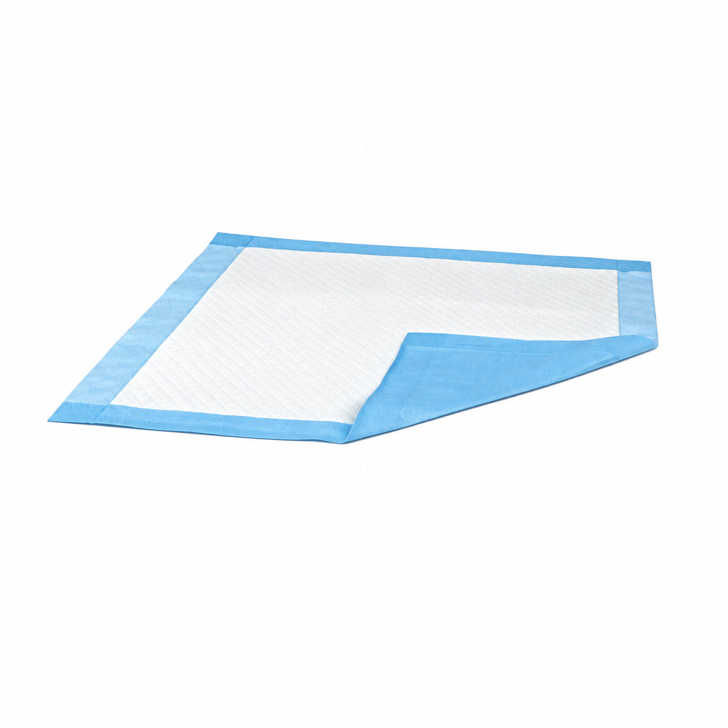 White absorbent pad with blue border on a white background - okotoks hc pharmacy