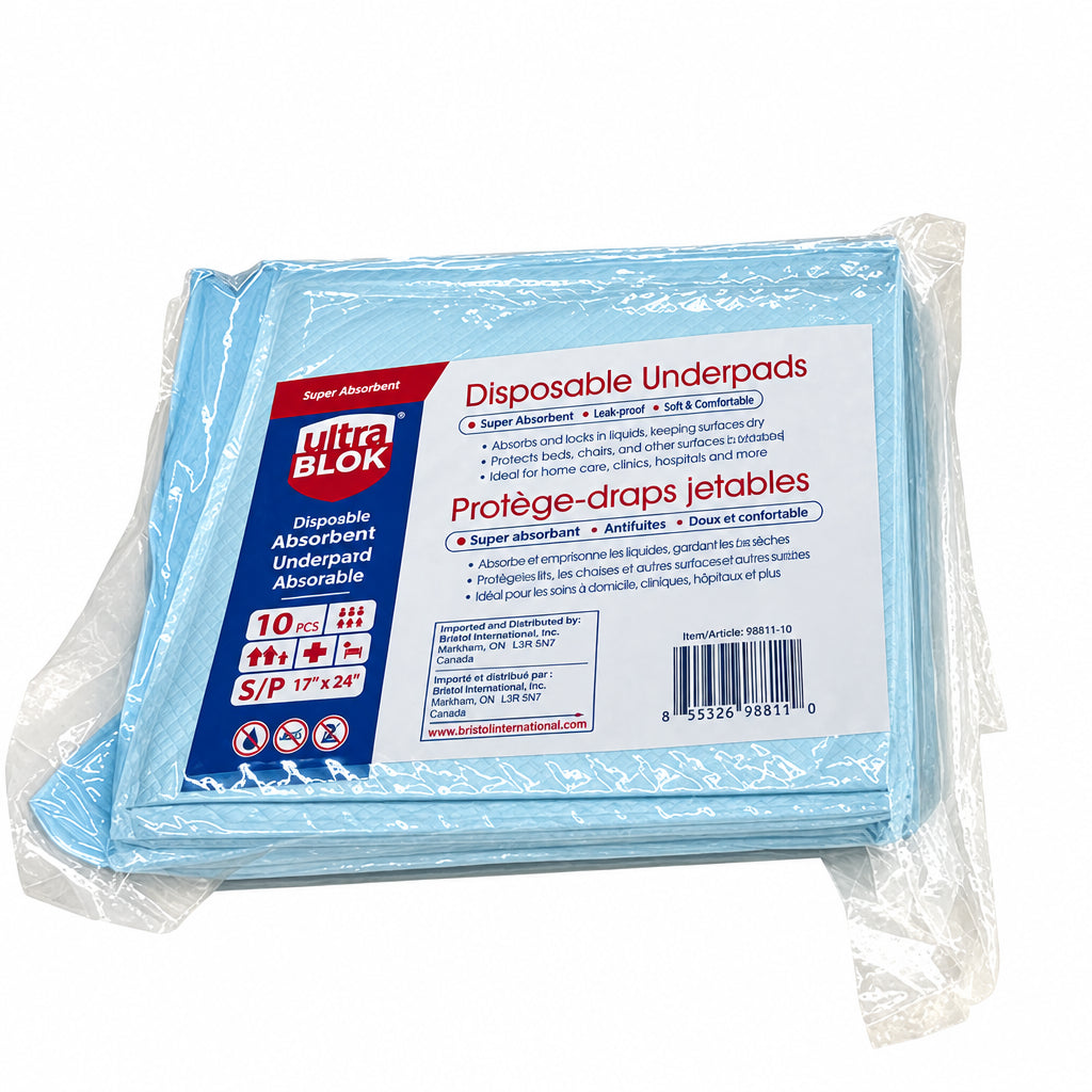 Pack of disposable underpads with a visible brand label on a white background - okotoks hc pharmacy
