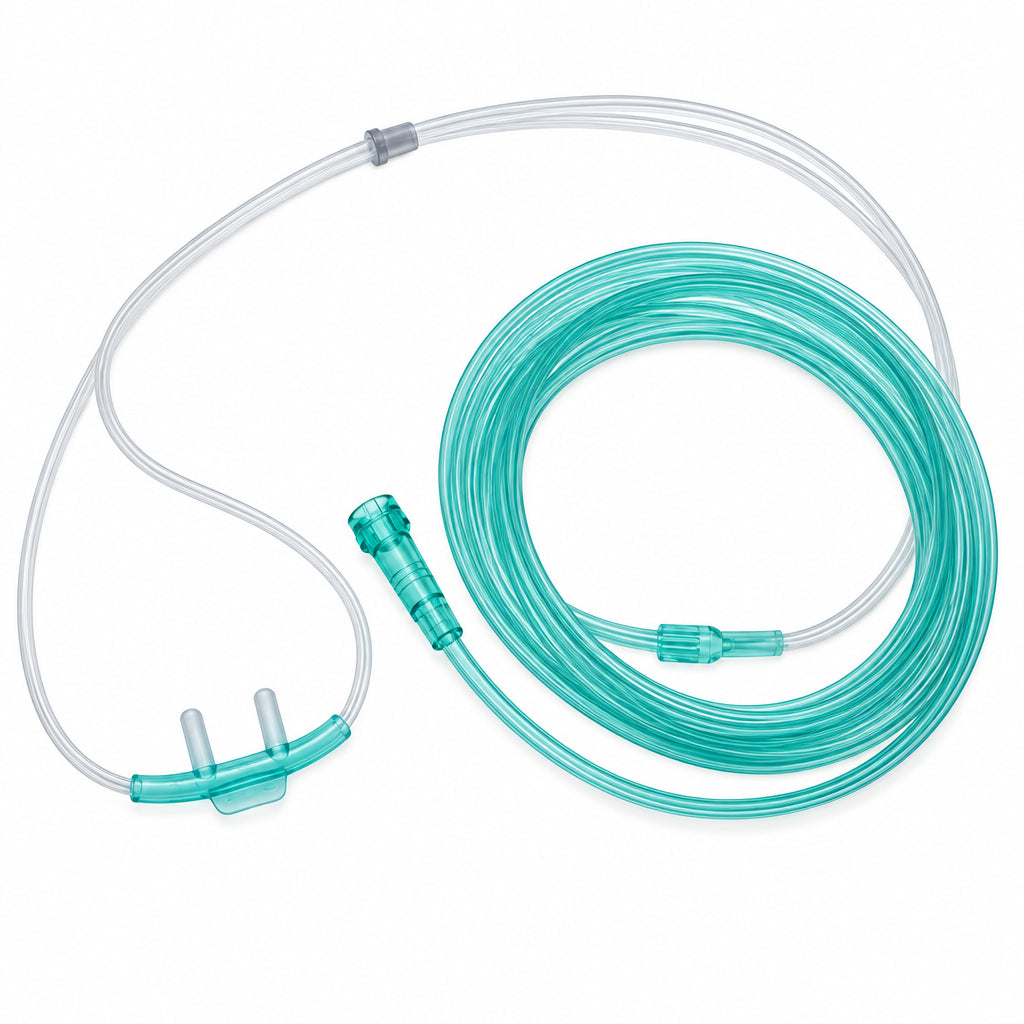 Medical oxygen tube with connectors on a white background - okotoks hc pharmacy