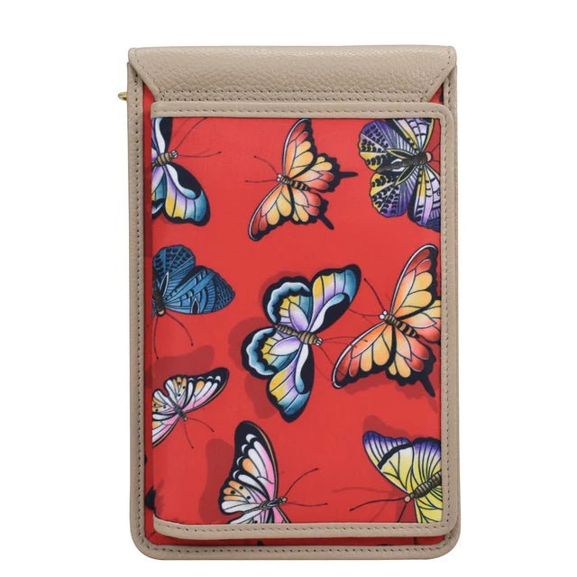 Anuschka cell phone wallet crossbody red butterfly - Okotoks HC Pharmacy